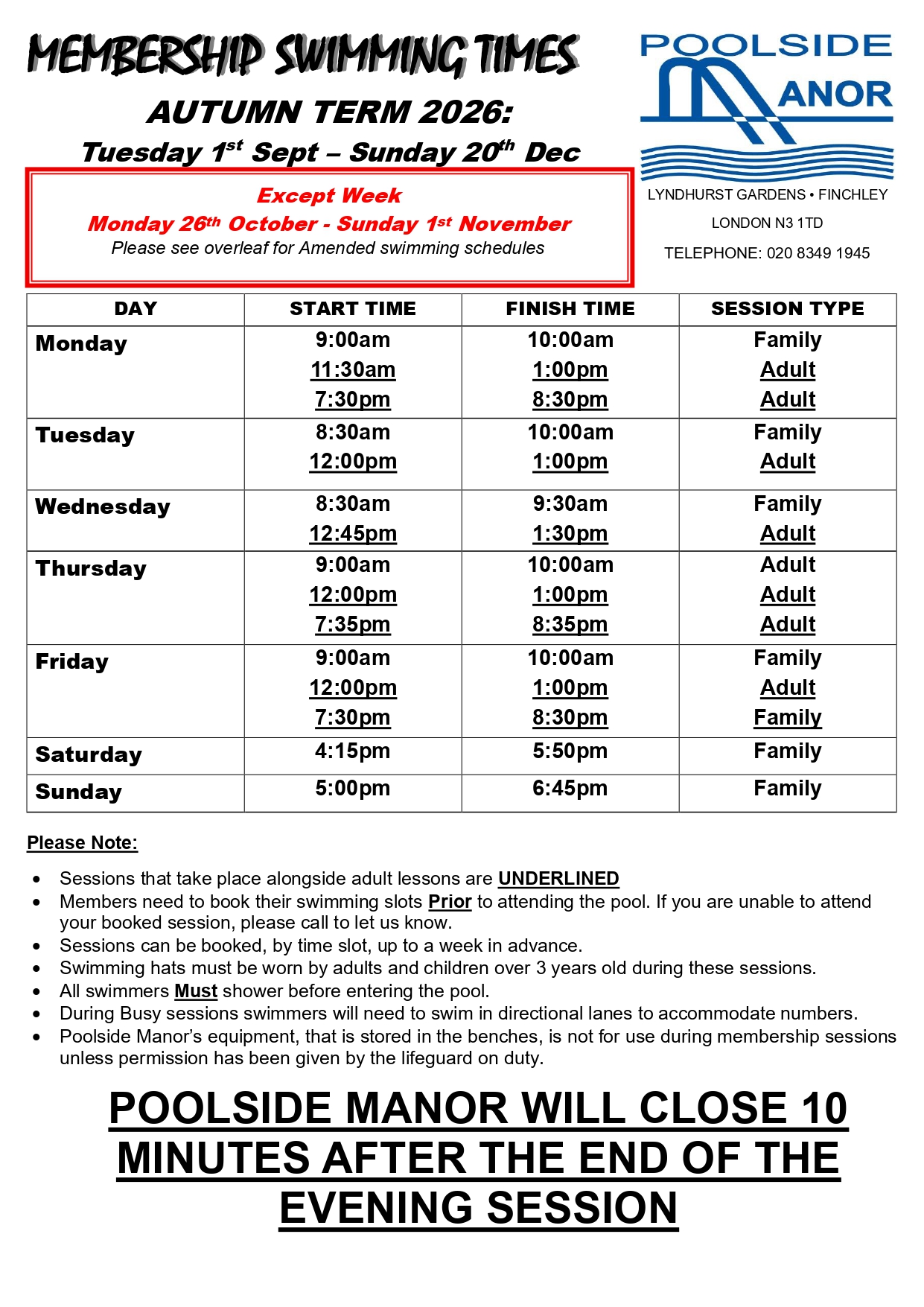 NT20260820 Autumn Term Membership Swim Times 1New